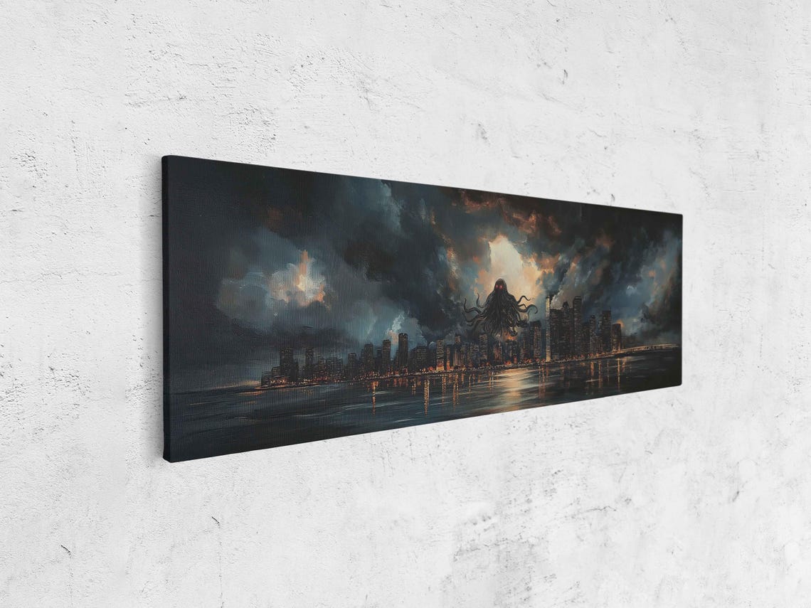 Cthulhu Over City Skyline Art Print - Image 4