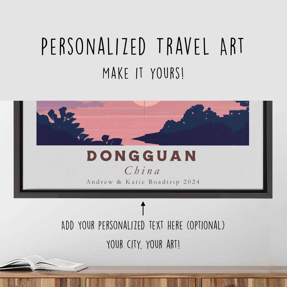 Dongguan China TV Tower Lakeside Sunset Minimalist Travel Poster - Image 4