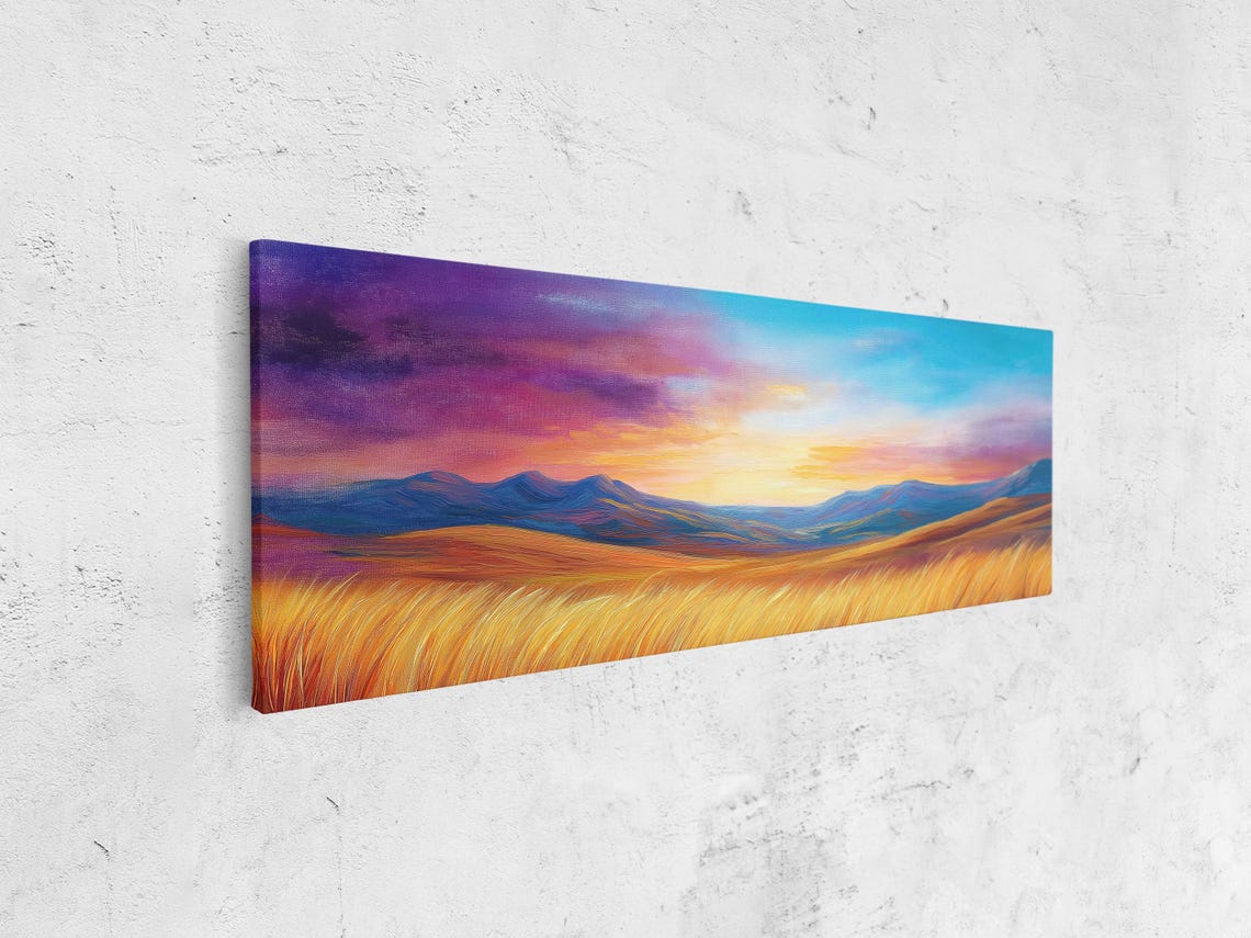 Peaceful Countryside Painting Wall Art Print Dusk Sky Rolling Hills Tranquil Beauty - Image 4