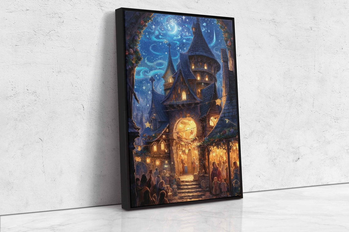 Fantasy Castle Starry Night Magical Tower Celebration Art Print Poster - Image 4