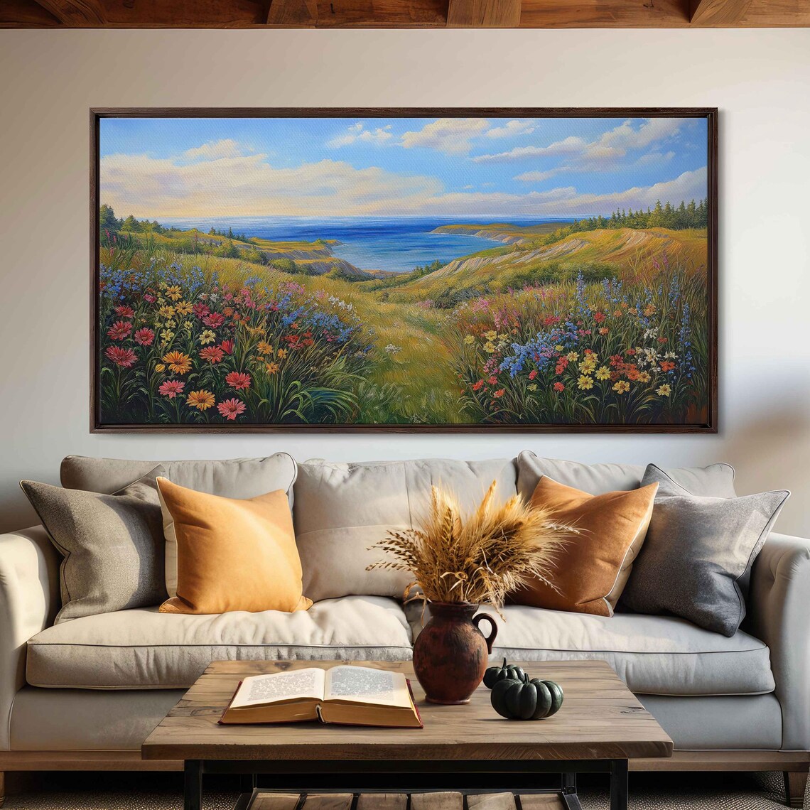 Whistling Straits Landscape, Wildflowers Lake Backdrop