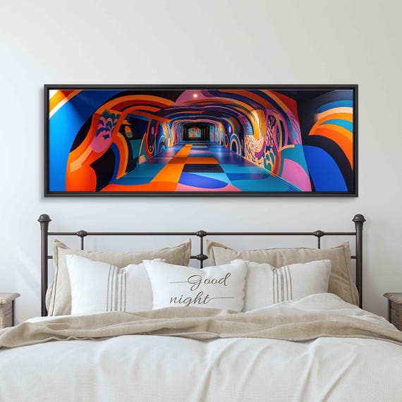 Underground Graffiti Tunnel Wall Art Print Colorful Street Art In Bold Geometric Patterns