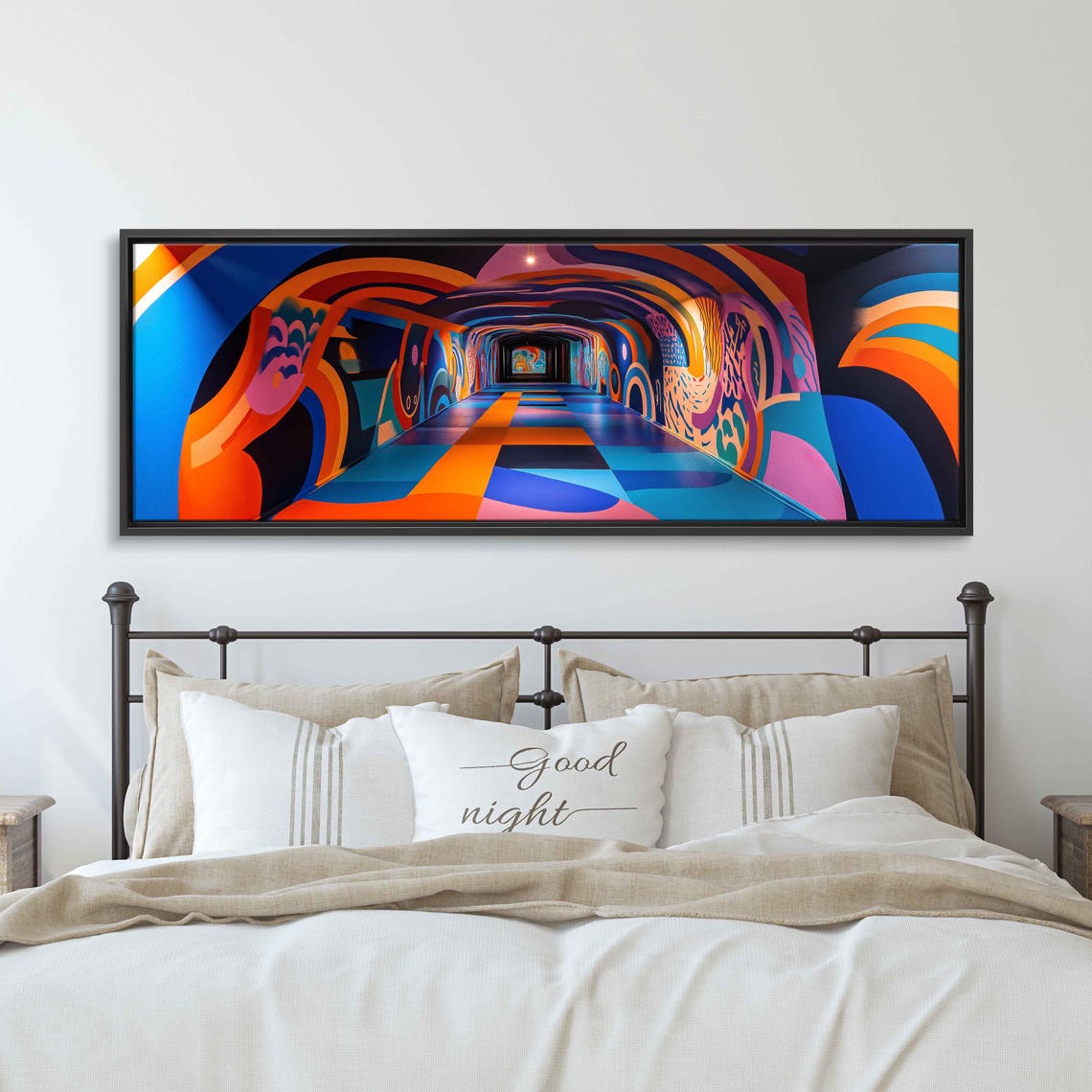 Underground Graffiti Tunnel Wall Art Print Colorful Street Art In Bold Geometric Patterns