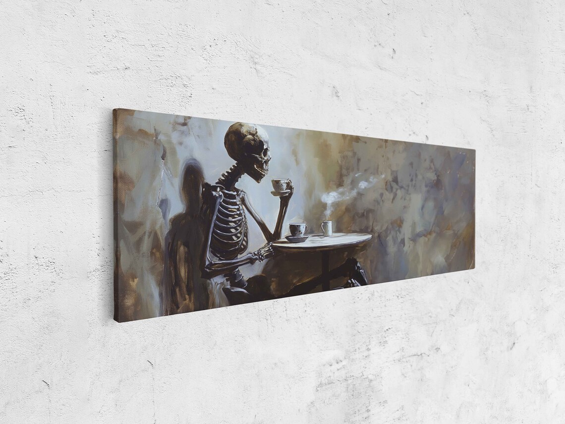 Skeleton with Tea, Whimsical Halloween Art Print - Image 4