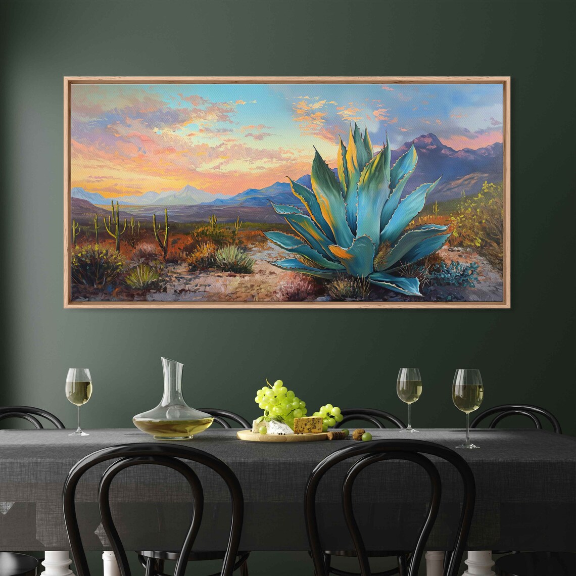 Agave Plant Desert Landscape Oil Painting Print - Image 2