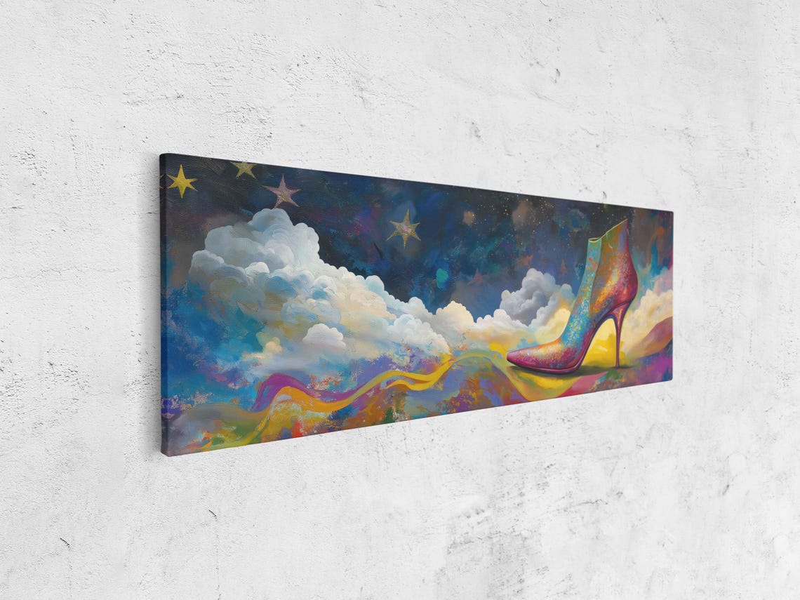 Dancing Animated Shoes Wall Art Print Surreal Psychedelic Style Dreamy Twilight Sky - Image 4