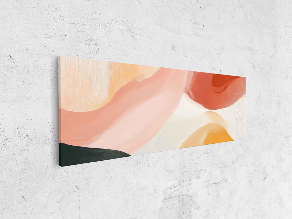 Abstract Fluid Art Soft Coral Peach Flowing Shapes Modern Poster - Image 4