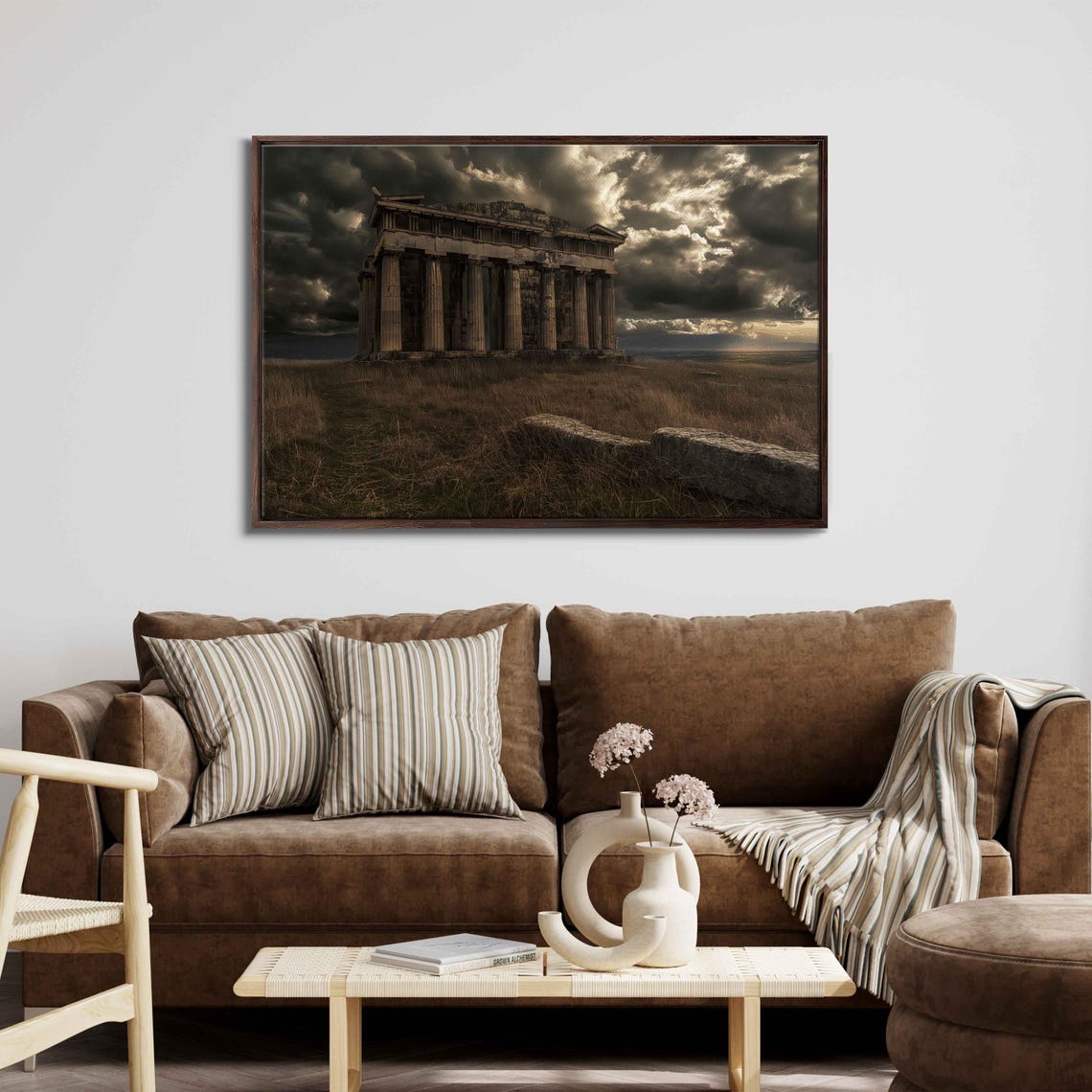 Ancient Greek Temple Ruins Wall Art Print Dramatic Sky Greek Mythology Stone Building Ready To Hang