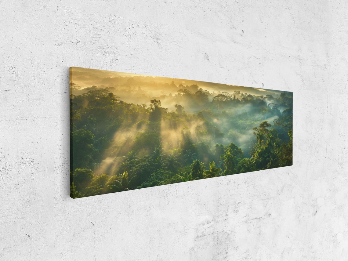 Panoramic Rainforest Canopy At Sunrise Wall Art Print Tropical Landscape Jungle Poster Rainforest Foliage Ready To Hang - Image 4