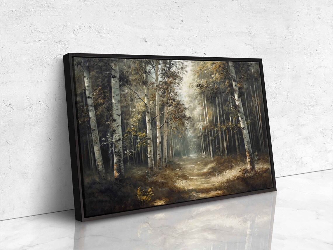Lush Forest Birch Tree Path Wall Art Print Gift For Nature Lover Wooded Walkway Serene Outdoors Ready To Hang - Image 4
