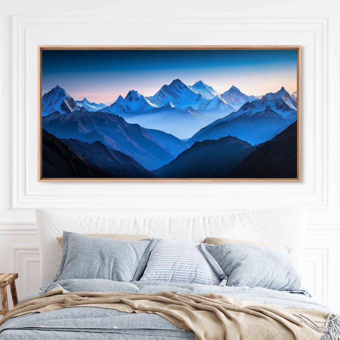 Himalayan Mountain Range Wall Art Print Stunning Snow Layers Vibrant Blues Golden Light - Image 3