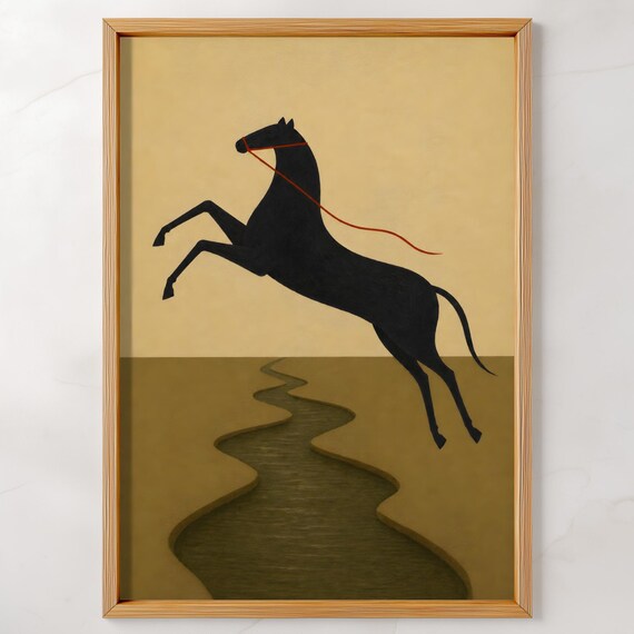 Minimalist Horse Wall Art Earth Tone Boho Decor Abstract Print Digital Download