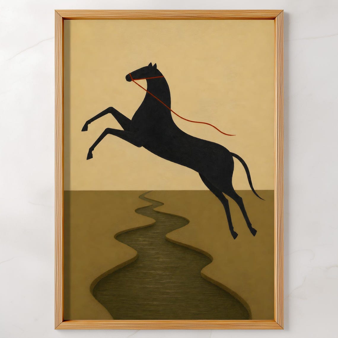 Minimalist Horse Wall Art Earth Tone Boho Decor Abstract Print Digital Download