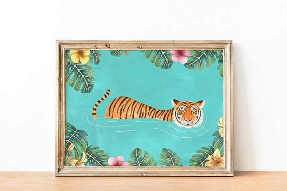 Tiger Animal Print, Jungle Illustration Art Print