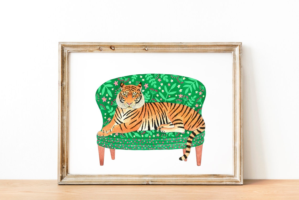 Tiger Animal Illustration Boho Art Print