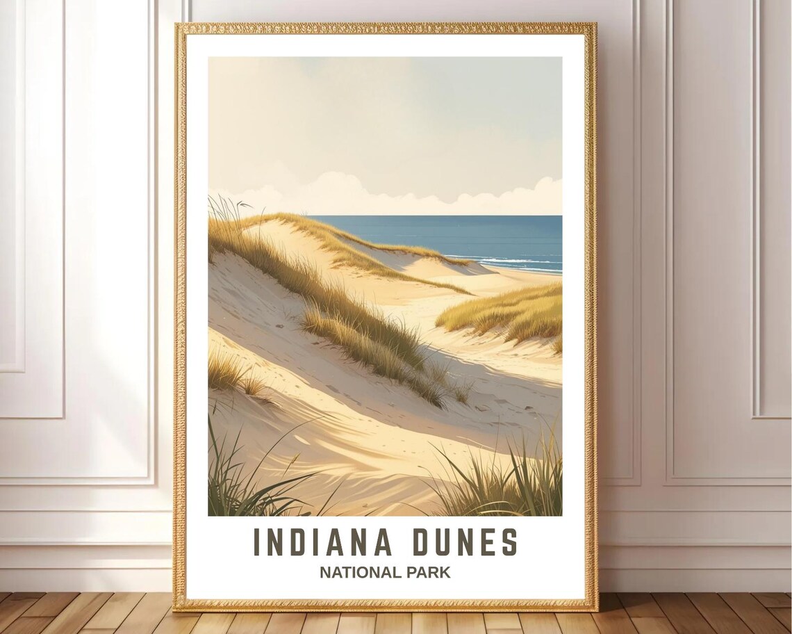 Indiana Dunes National Park Vintage Travel Poster