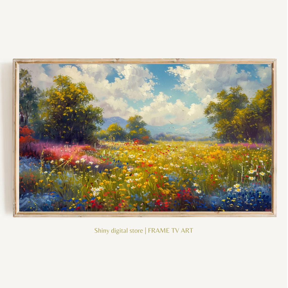 Field Of Flowers Frame Tv Art Spring Flowers Spring Art Wildflower Painting Tv Art Flower Decor Frame Tv Art Wildflower Oil Painting