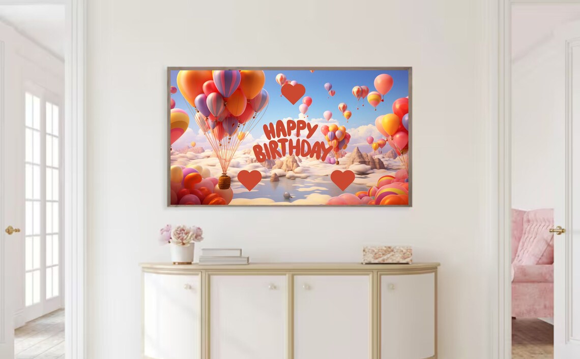 Frame Tv Art Birhday Happy Birthday Picture Frame Happy Party For Frames Celebration With Ballons - Image 2