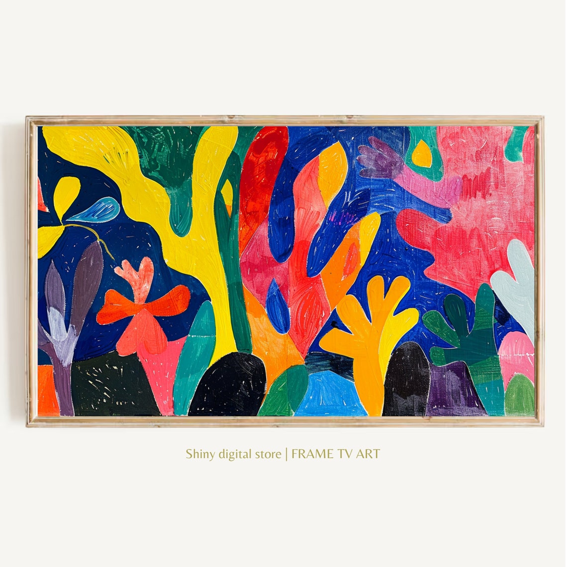 Bold Abstract Organic Shapes Blue Yellow Red Modern Colorful Art Print