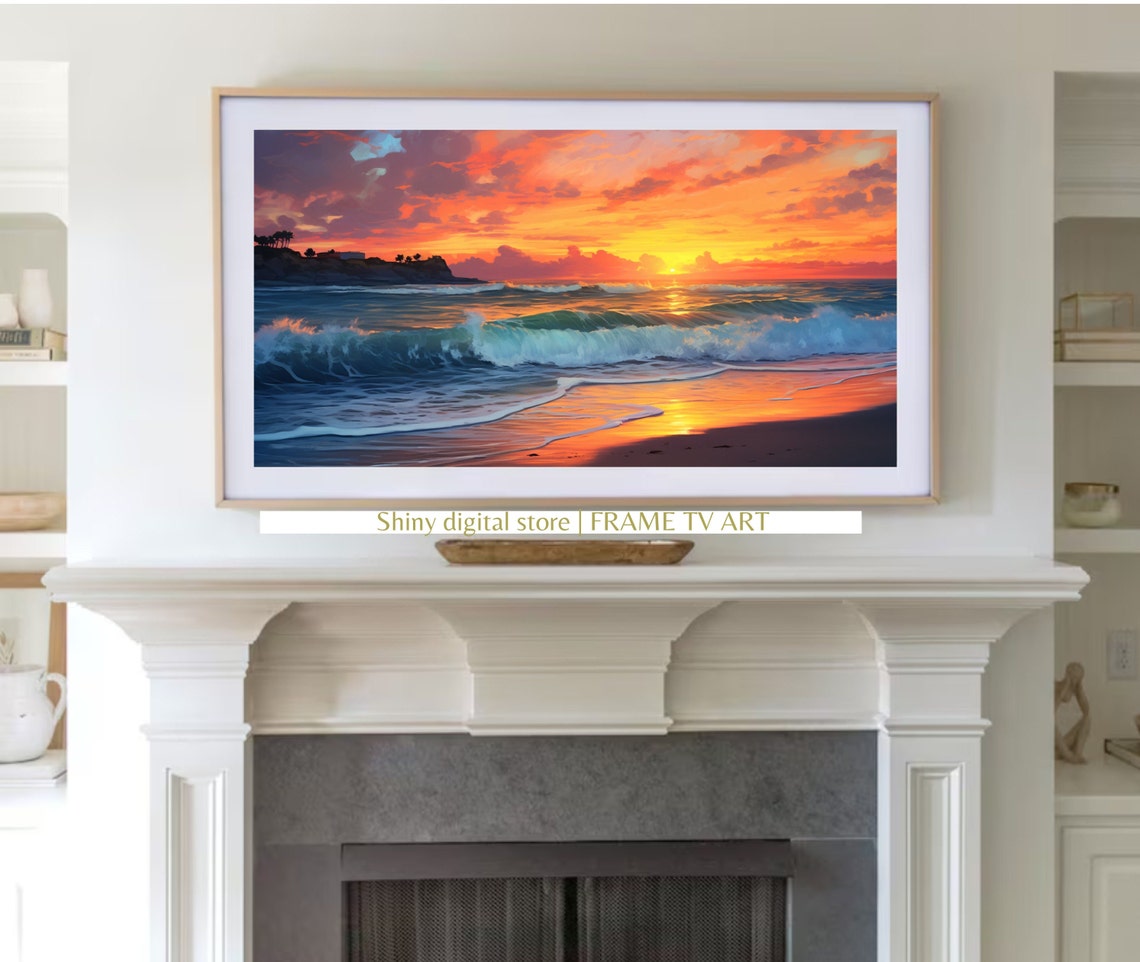 Frame Tv Art Serene Pastel Beach Sunset Coastal Tv Art Tropical Decor Housewarming - Image 3