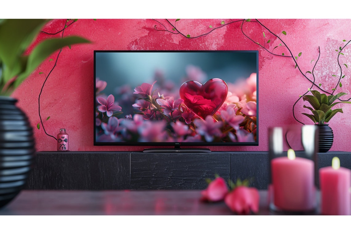 Red Glass Heart Pink Flowers Valentine Love Romance Dreamy Poster - Image 3