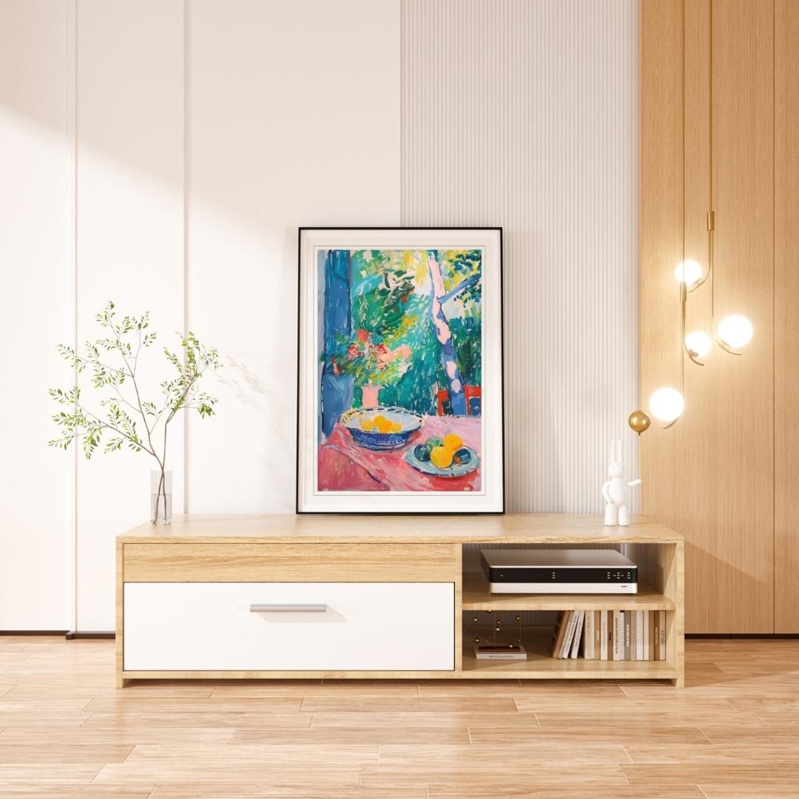 Sunlit Garden Terrace with Citrus Bowl Fauvist Style Summer Wall Art - Image 2