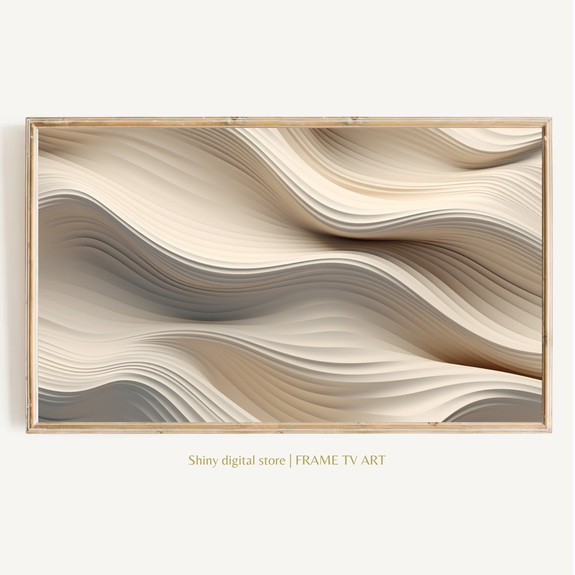 Abstract Beige Flowing Waves Modern Minimal Neutral Art Poster