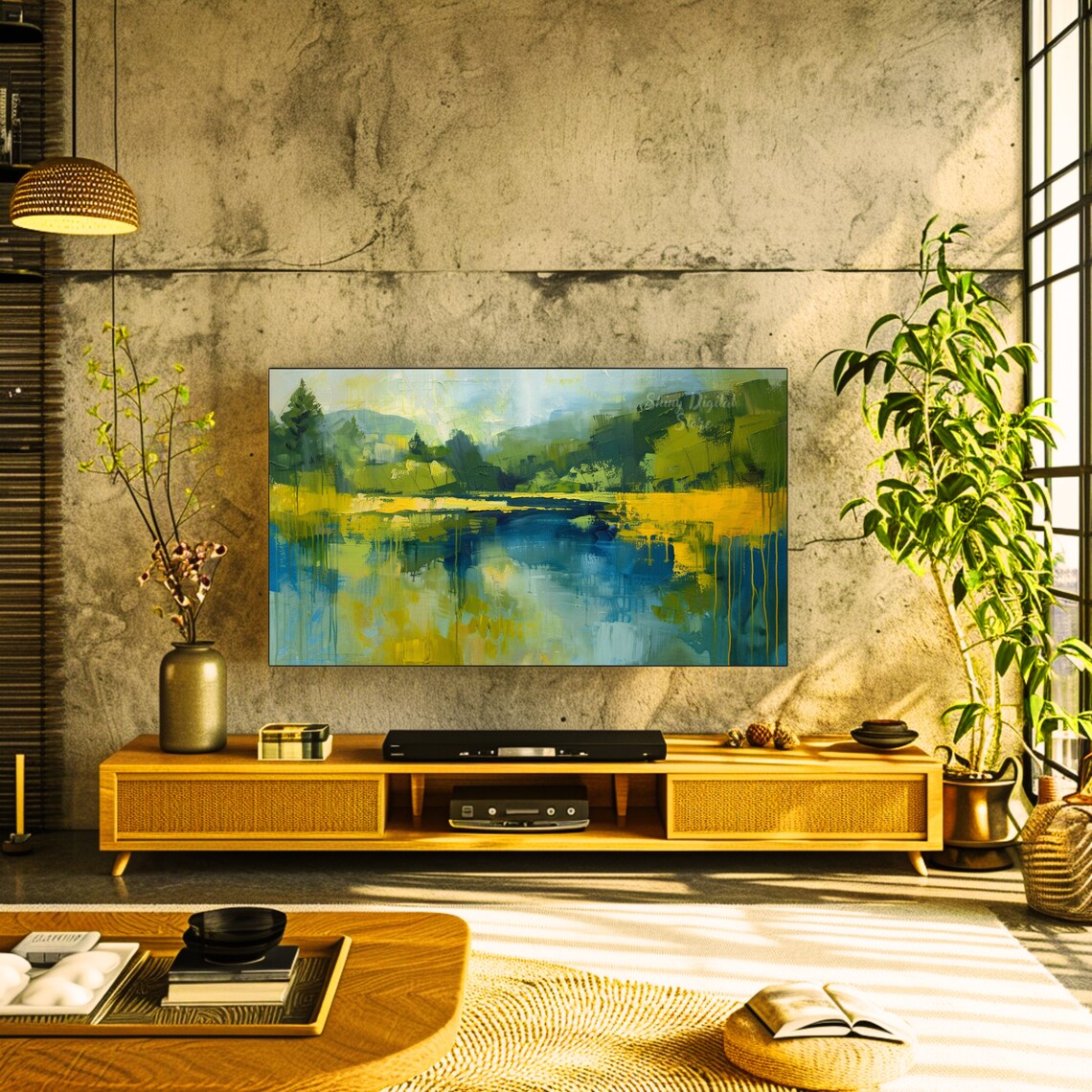 Modern Landscape Painting, Summer Home Decor - Image 2