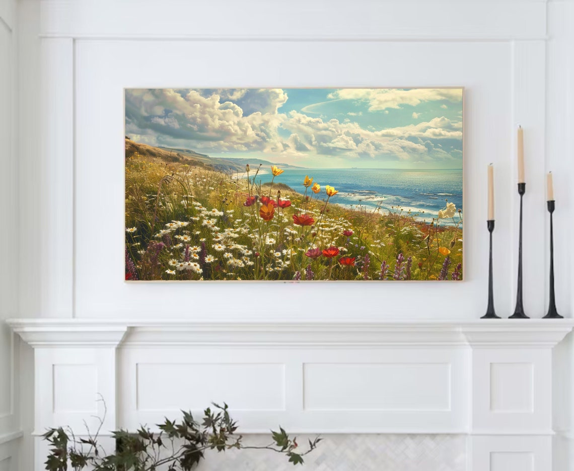 Coastal Wildflower Tv Art Summer Tv Art Frame Tv Art Spring Tv Art Wildflower Art Beach Decor Vintage Beach Tv Art Floral Art - Image 2