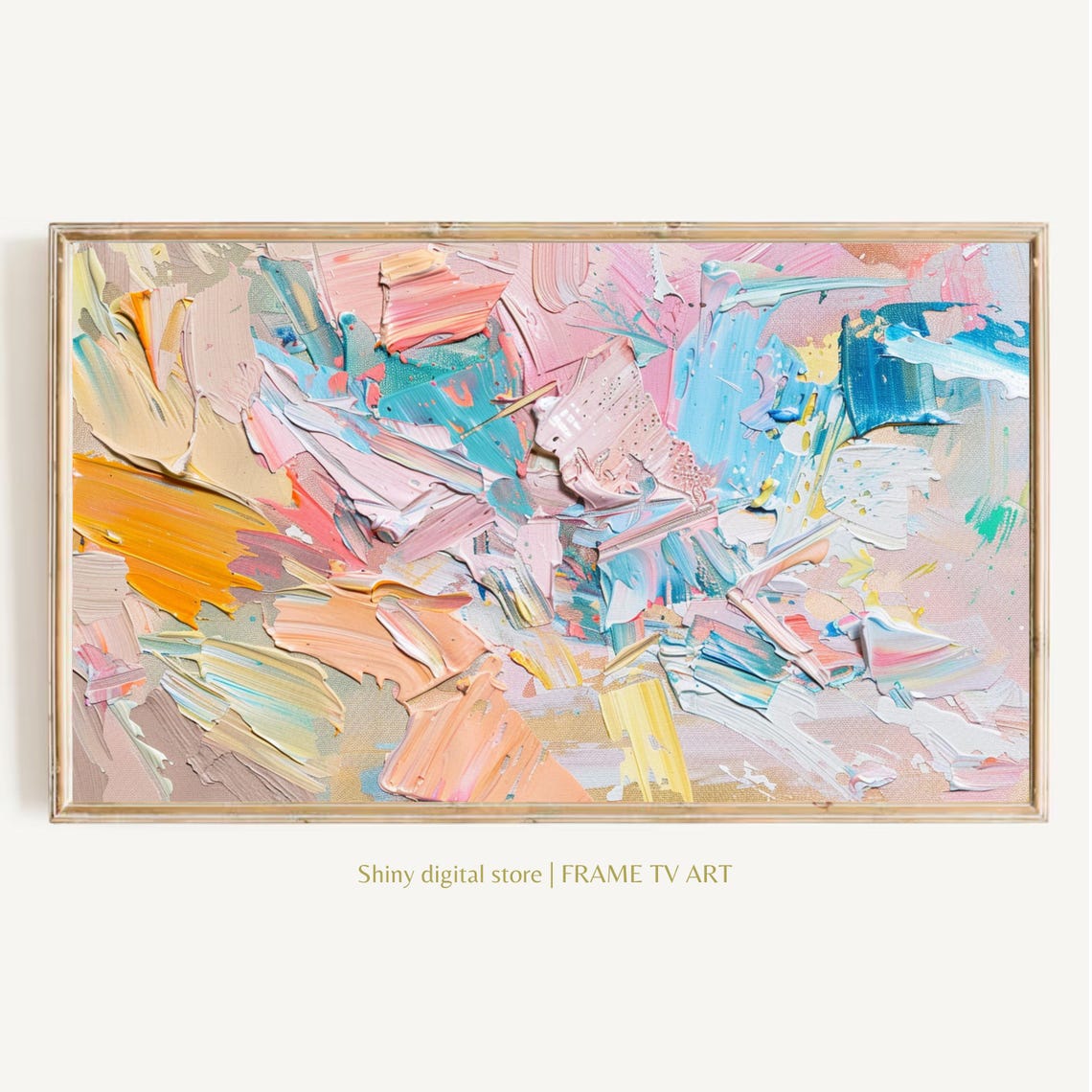 Pastel Abstract Textured Brushstrokes Pink Blue Modern Minimal Print
