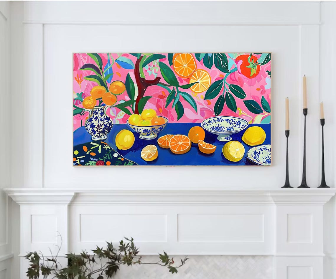 Citrus Fruit Still Life Oranges Lemons Colorful Kitchen Art Poster - Image 2