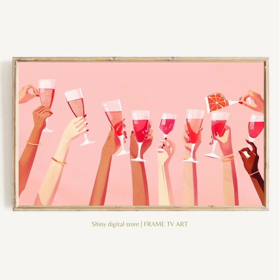 Frame Tv Art Pink Party Birthday Or New Years Eve Frame Tv Art File New Year Celebration Cheers Illustration