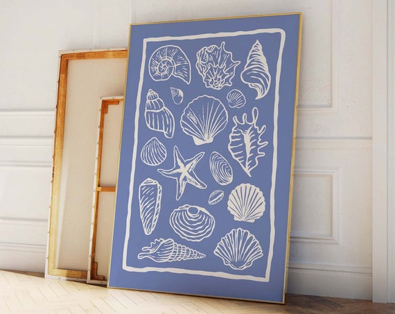 Seashells Print Art Cute Summer Art Print Girly Wall Art Trendy Beach House Decor Coastal Wall Art