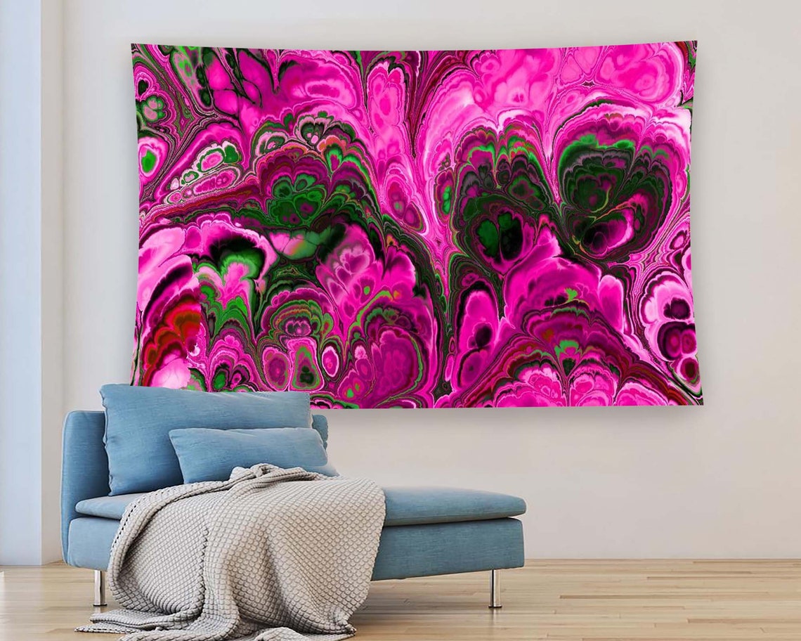 Pink Green Marble Swirl Psychedelic Fluid Abstract Bold Modern Poster - Image 2