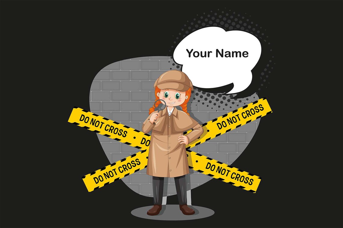 Personalized Girl Detective Name Crime Scene Kids Room Tapestry Poster - Image 3