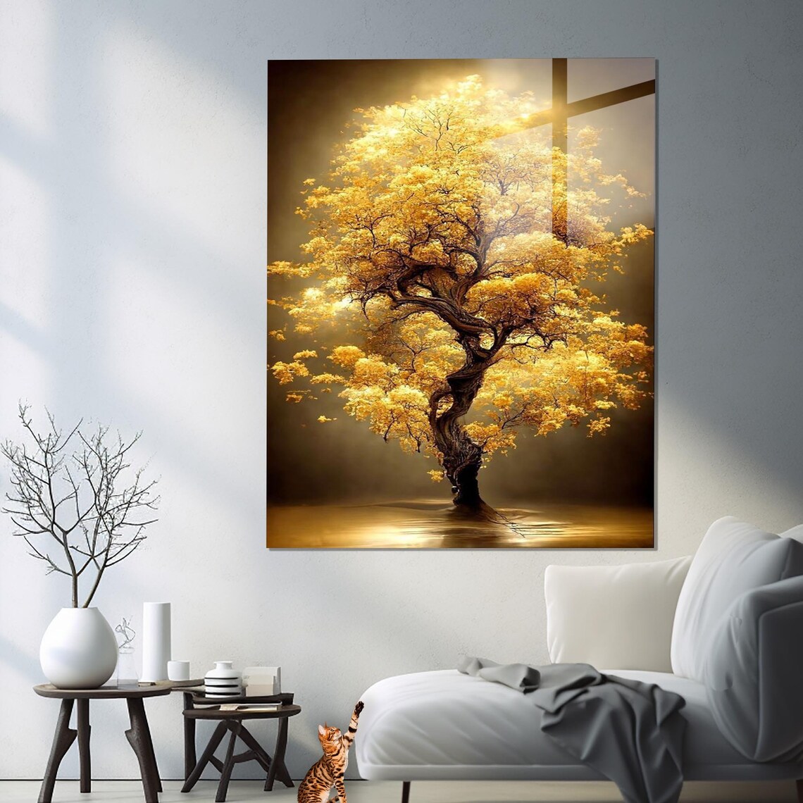 Life Of Tree Gold Floral Design Wall Art Print - Image 3