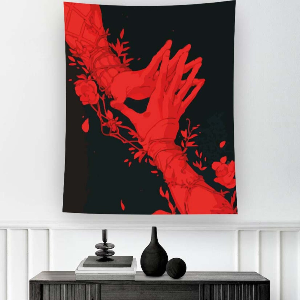 Red Gothic Lovers Valentine Abstract Art Print
