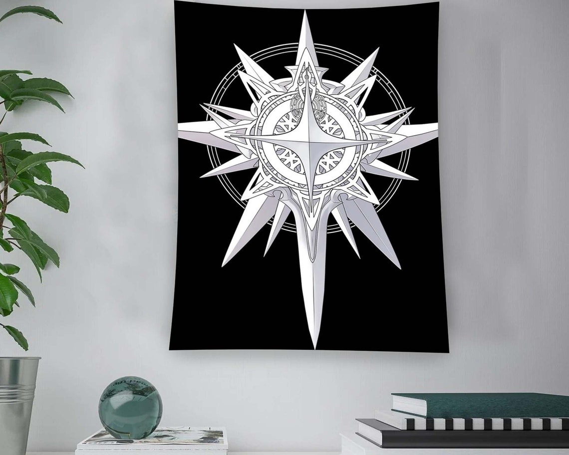 Gothic Compass Star Black White Occult Symbol Mystic Dark Art Poster - Image 3