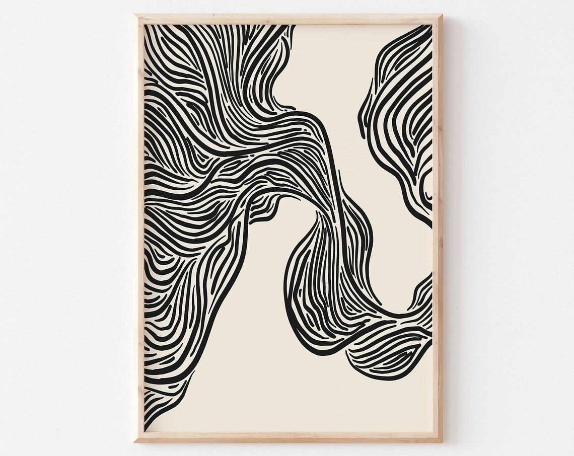Minimalist Wavy Lines Abstract Art Print