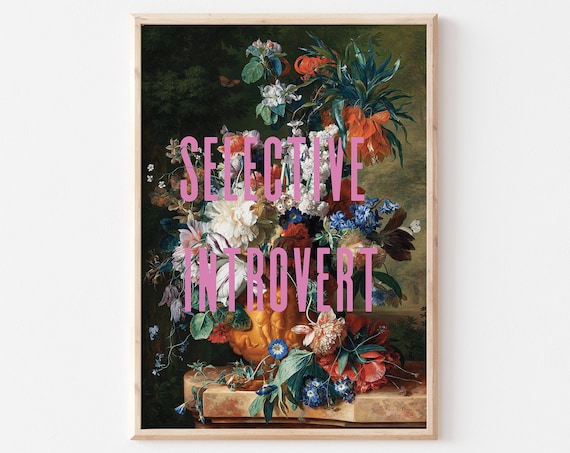 Dark Academia Floral Typography Art Print