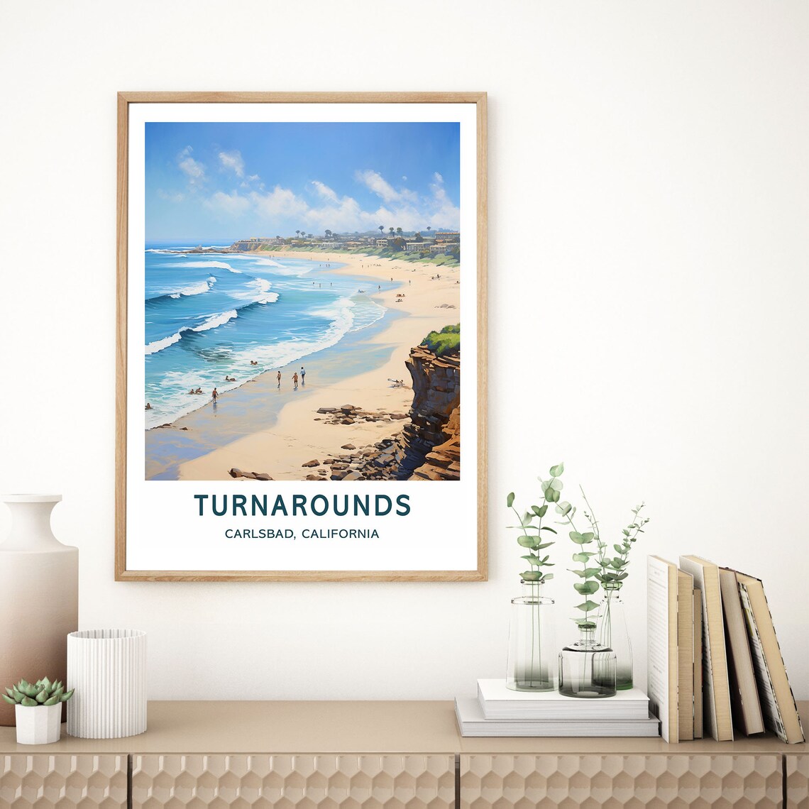 Turnarounds Carlsbad California Ocean Beach Waves Travel Poster - Image 2