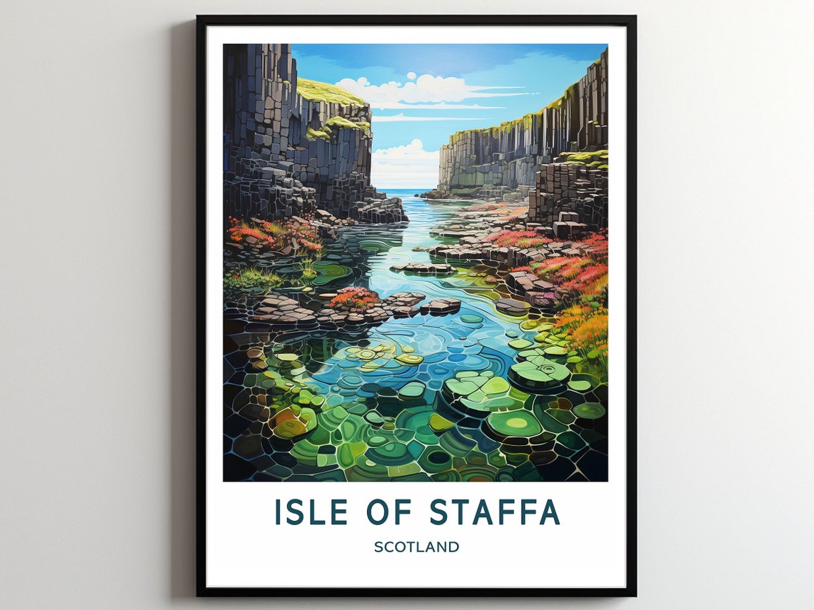 Isle Of Staffa Travel Print Wall Art Isle Of Staffa Wall Hanging Home Dcor Isle Of Staffa Gift Art Lovers Scotland Art Poster
