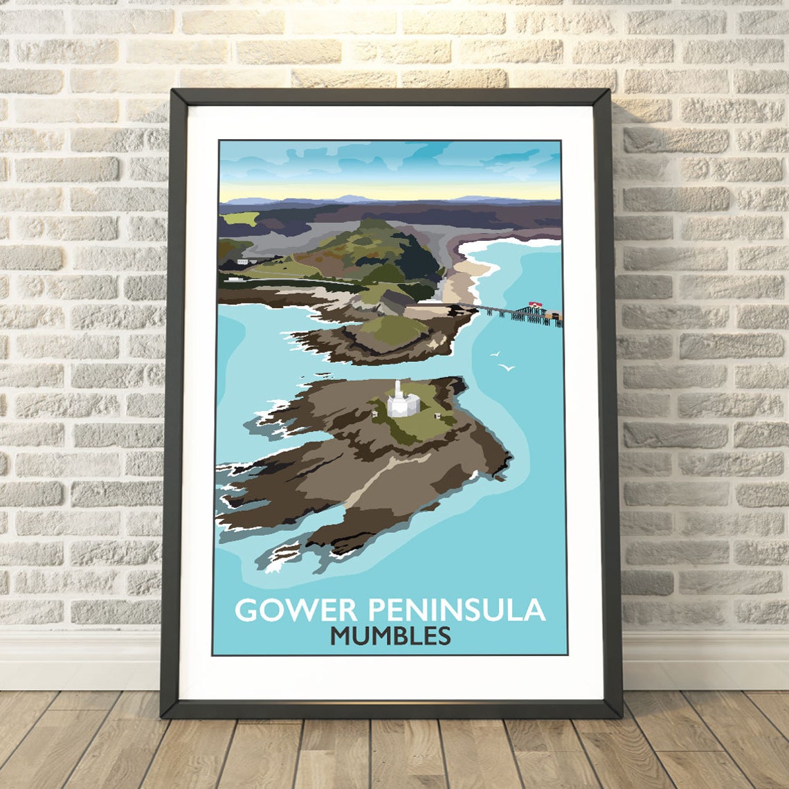 Gower Peninsula Mumbles Wales Coastal Vintage Travel Art Poster