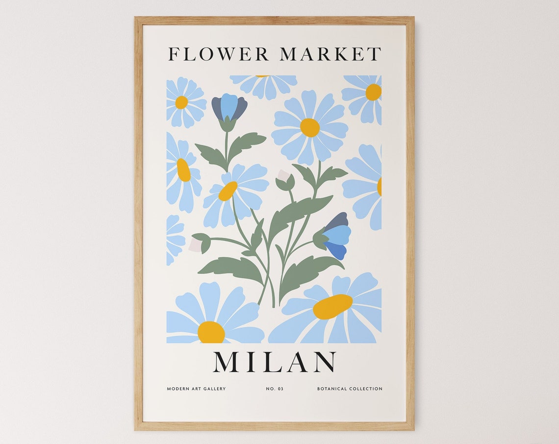 Milan Flower Market Art Print, Modern Floral Decor