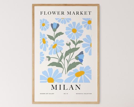 Milan Flower Market Art Print, Modern Floral Decor