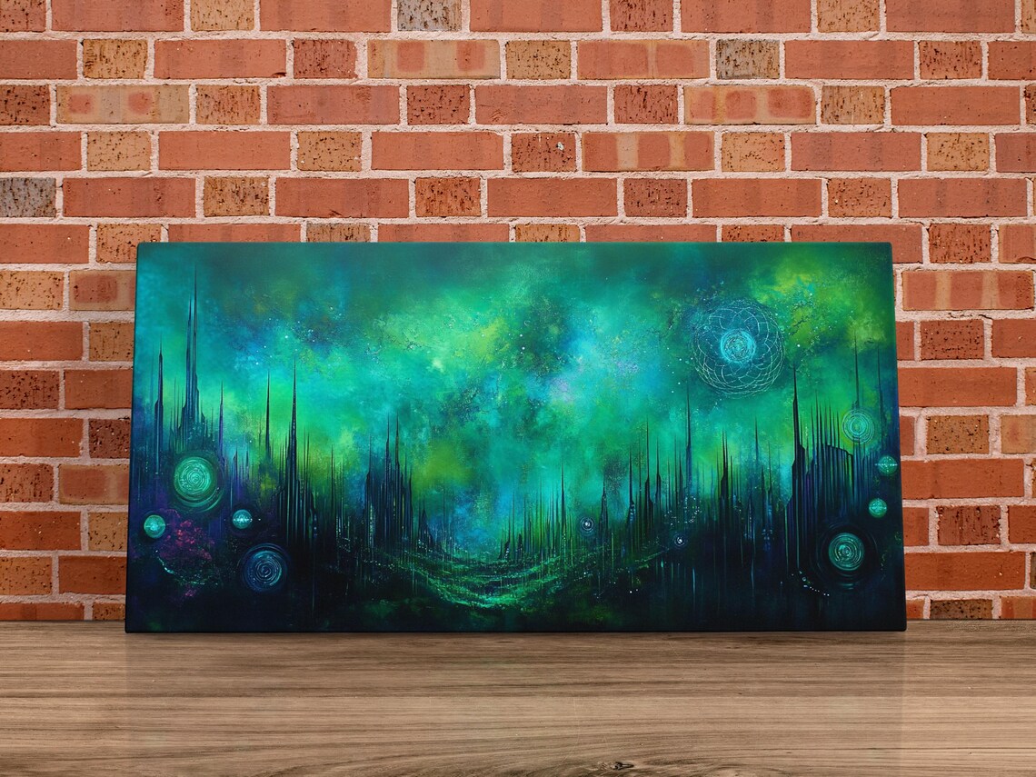 Mystical Emerald Glow Abstract Art Print