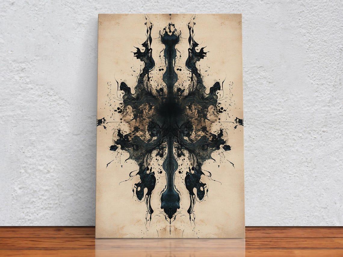 Monochrome Ink Symmetry Art Print