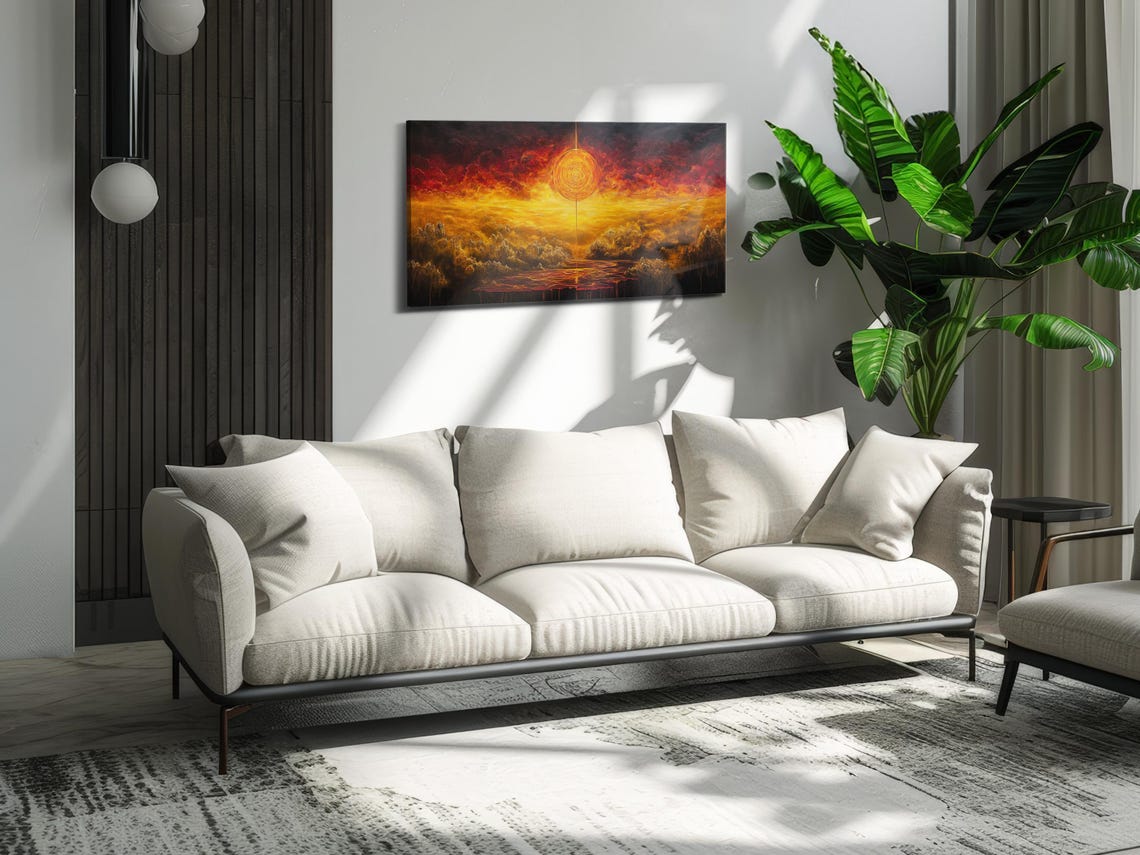 Vivid Flame Spiral Abstract Art Print - Image 3