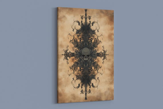 Gothic Skull Ink Symmetry Art Print