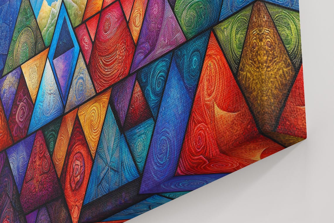 Multicolor Triangles Pattern Art Print - Image 4